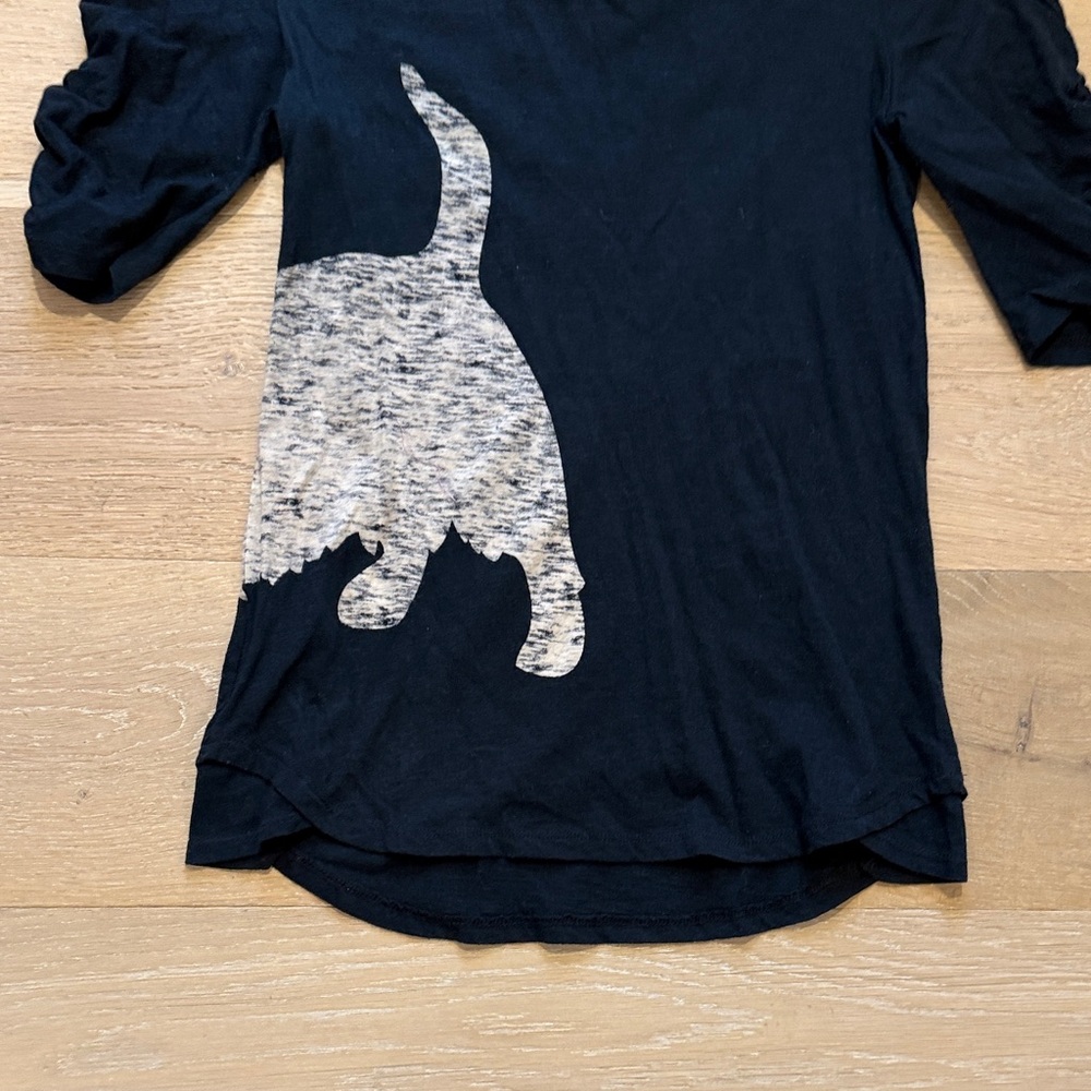 Anthropologie Black Short-Sleeve Tee with Heather Gray Dog Silhouette size S - Picture 14 of 14